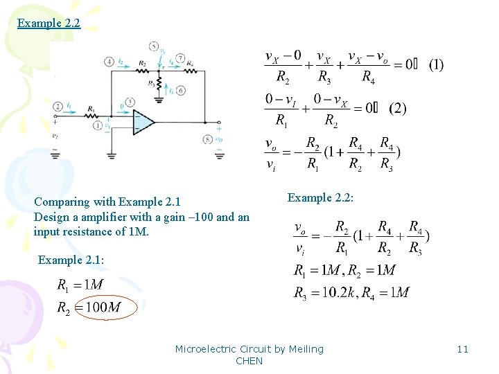 Example 2. 2 Comparing with Example 2. 1 Design a amplifier with a gain