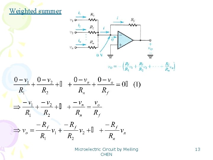 Weighted summer Microelectric Circuit by Meiling CHEN 13 