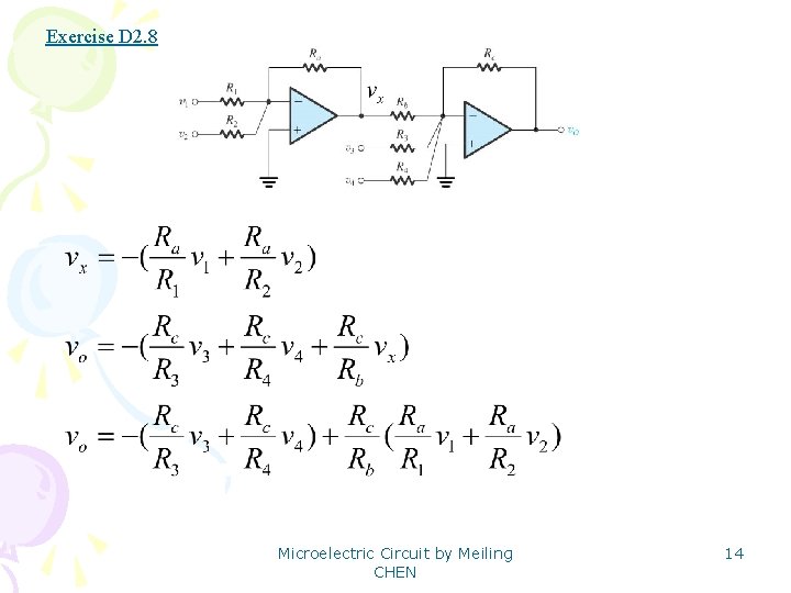 Exercise D 2. 8 Microelectric Circuit by Meiling CHEN 14 