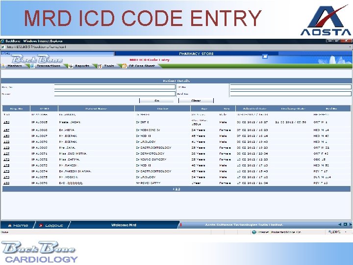 MRD ICD CODE ENTRY 