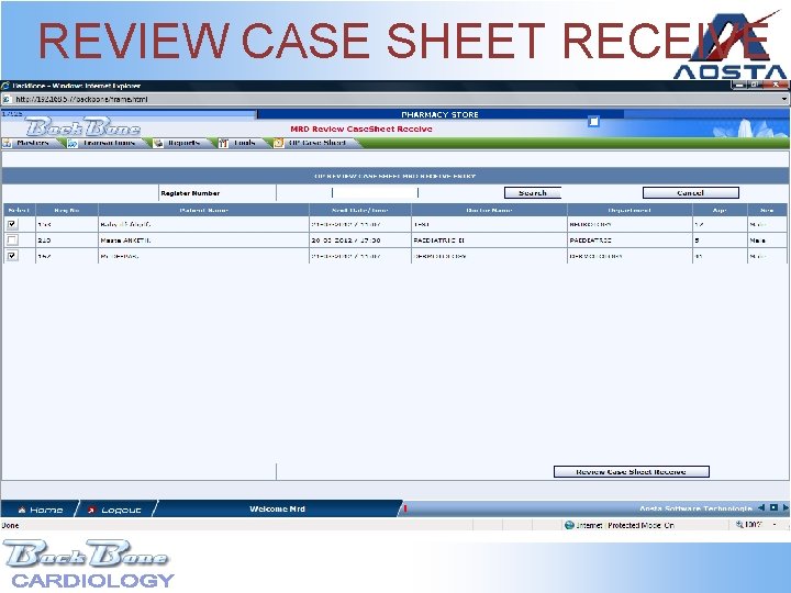 REVIEW CASE SHEET RECEIVE 