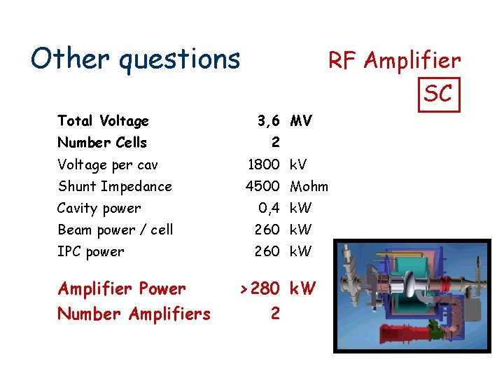 Other questions RF Amplifier SC Total Voltage Number Cells 3, 6 MV 2 Voltage