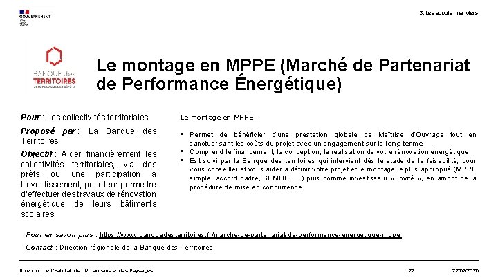 3. Les appuis financiers Le montage en MPPE (Marché de Partenariat de Performance Énergétique)