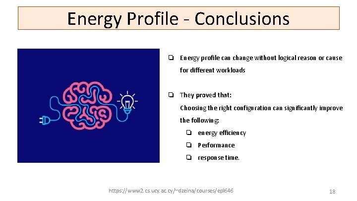 Energy Profile - Conclusions ❏ Energy profile can change without logical reason or cause