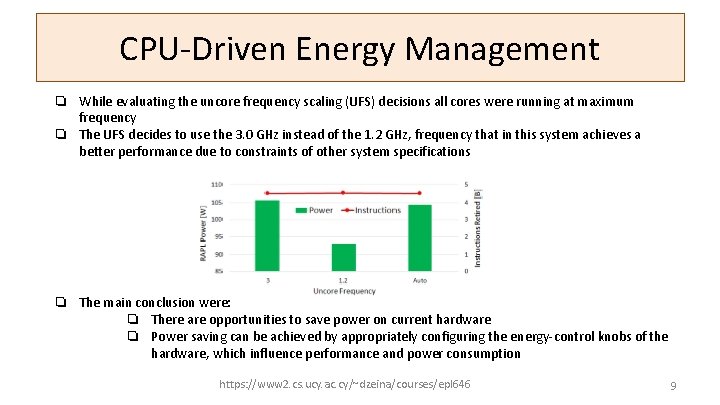 CPU-Driven Energy Management ❏ While evaluating the uncore frequency scaling (UFS) decisions all cores