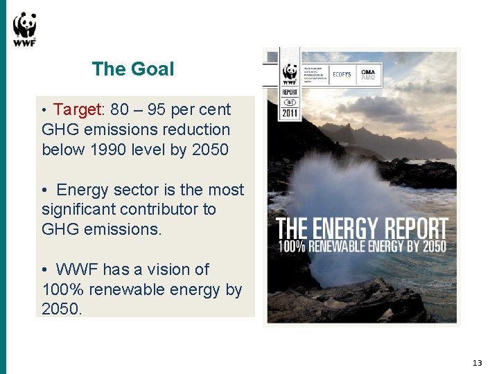 The. WWF Goal ENERGY REPORT • Target: 80 – 95 per cent GHG emissions