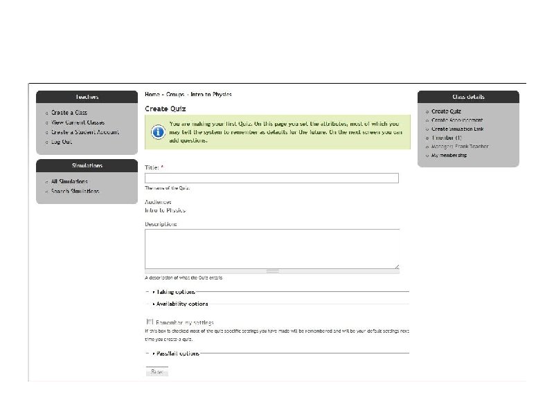 Creating a Quiz 
