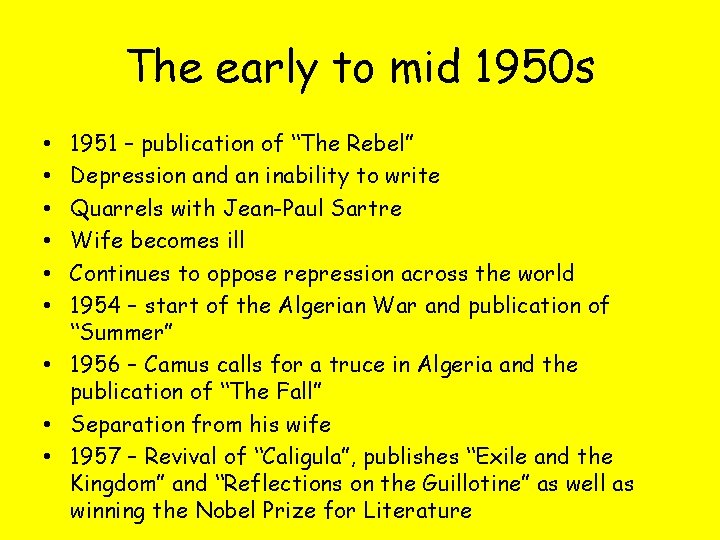The early to mid 1950 s 1951 – publication of “The Rebel” Depression and
