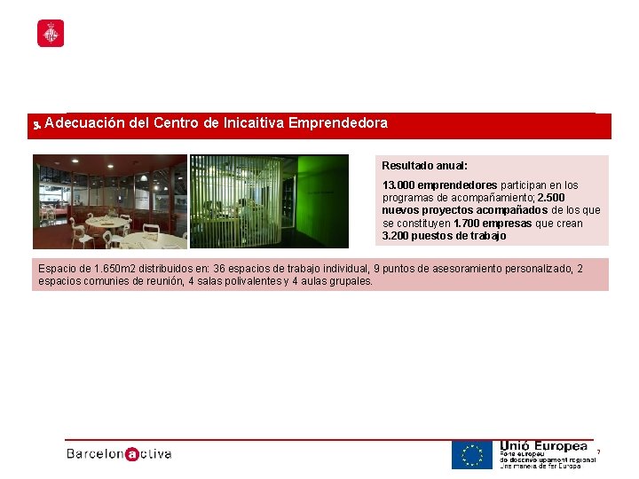 3. Adecuación del Centro de Inicaitiva Emprendedora Resultado anual: 13. 000 emprendedores participan en