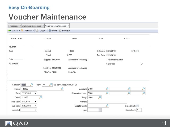 Voucher Maintenance – 28. 1 Easy On-Boarding Voucher Maintenance 11 