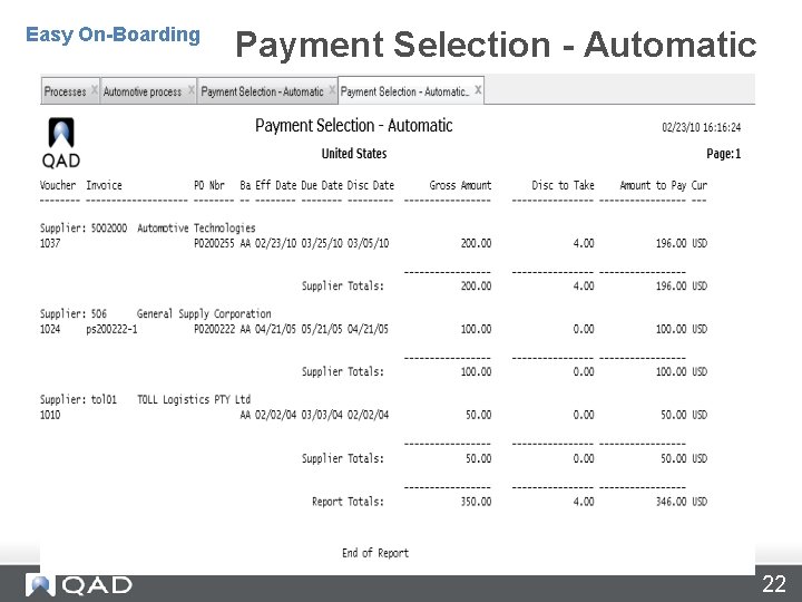 Payment Selection – Automatic – 28. 9. 4 Easy On-Boarding Payment Selection - Automatic
