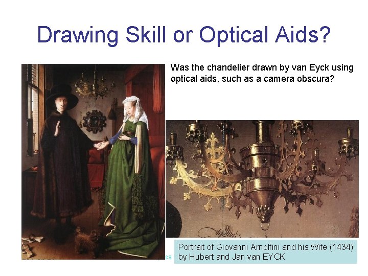 Drawing Skill or Optical Aids? Was the chandelier drawn by van Eyck using optical