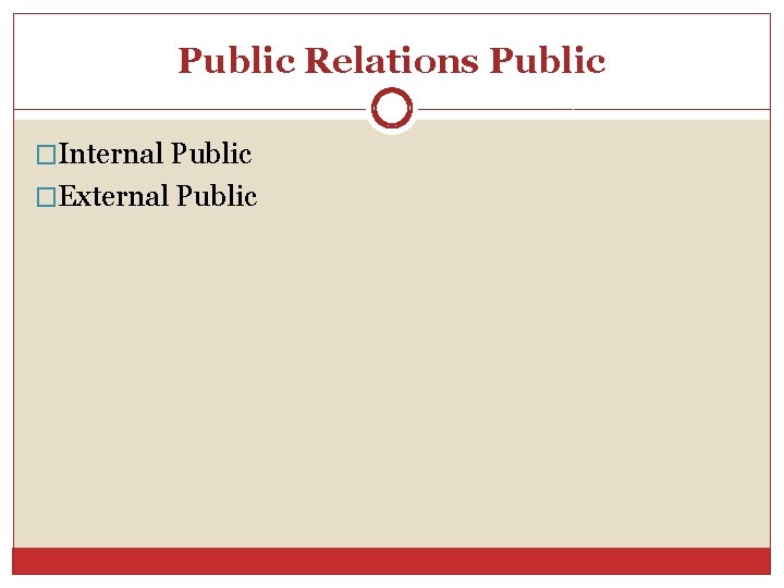 Public Relations Public �Internal Public �External Public 