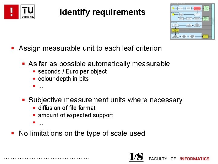 Identify requirements § Assign measurable unit to each leaf criterion § As far as