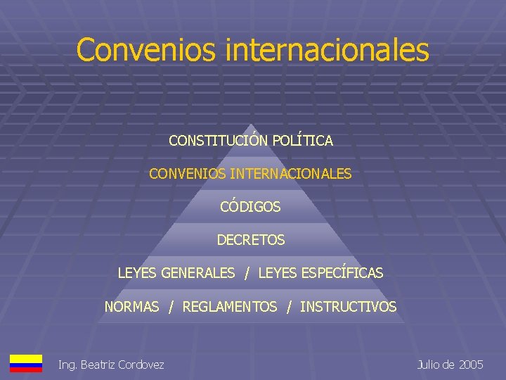 Convenios internacionales CONSTITUCIÓN POLÍTICA CONVENIOS INTERNACIONALES CÓDIGOS DECRETOS LEYES GENERALES / LEYES ESPECÍFICAS NORMAS