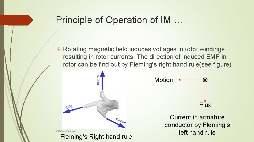 Principle of Operation of IM … Rotating magnetic field induces voltages in rotor windings