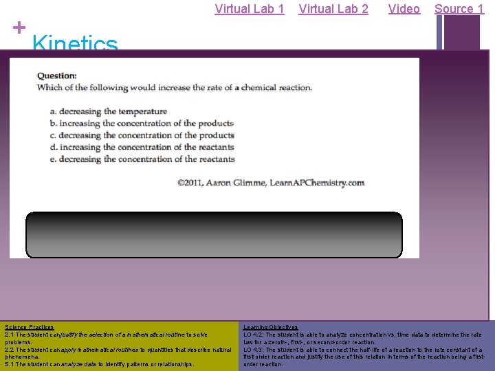 + Virtual Lab 1 Virtual Lab 2 Video Source 1 Kinetics n Using Spectrometry: