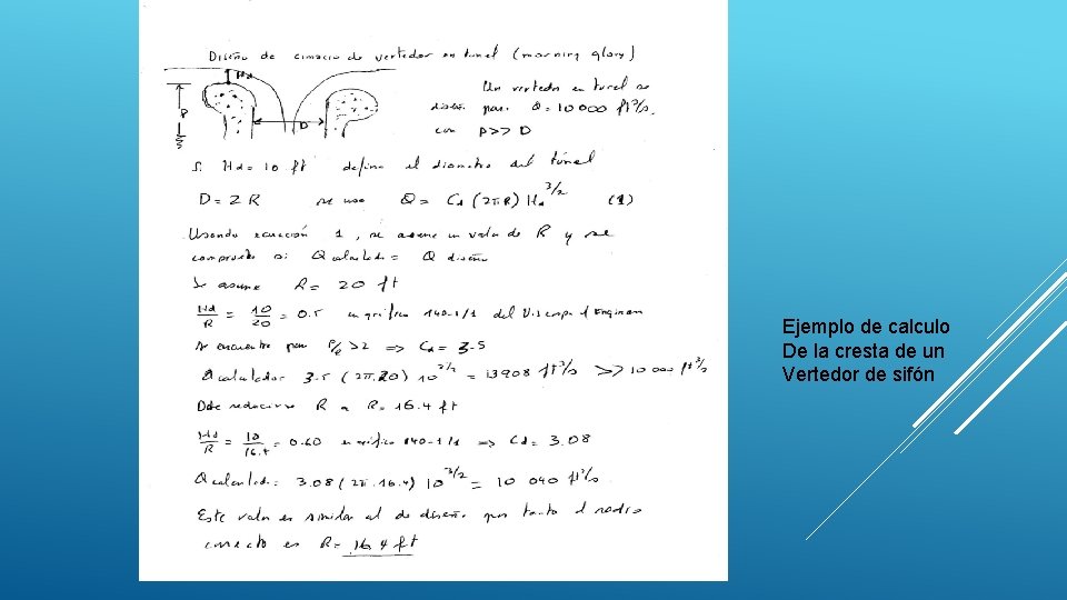 Ejemplo de calculo De la cresta de un Vertedor de sifón 