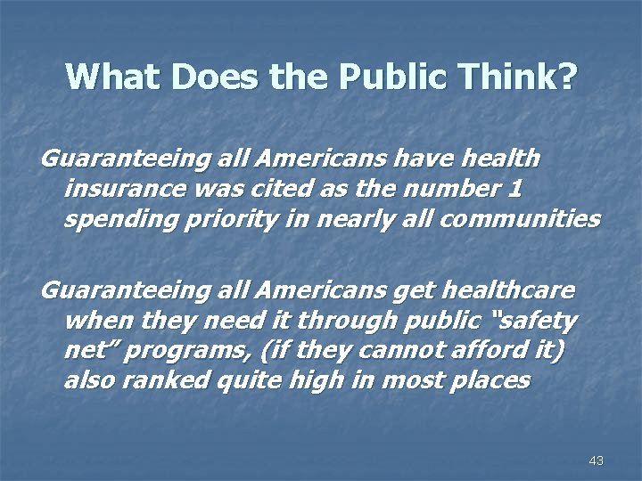 What Does the Public Think? Guaranteeing all Americans have health insurance was cited as
