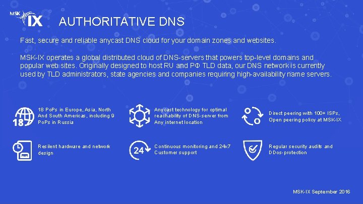 AUTHORITATIVE DNS Fast, secure and reliable anycast DNS cloud for your domain zones and