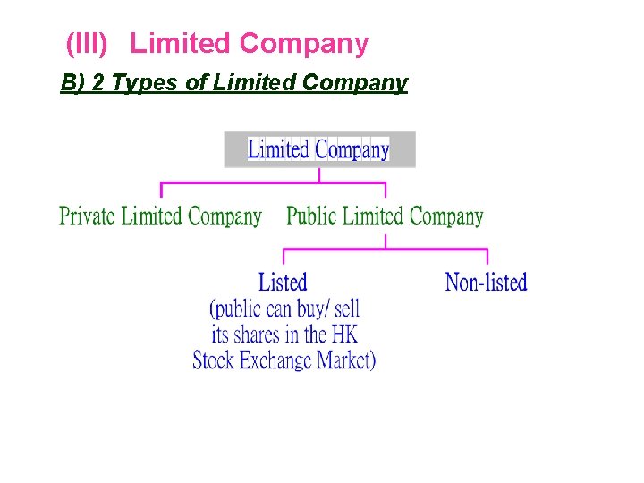 (III) Limited Company B) 2 Types of Limited Company 