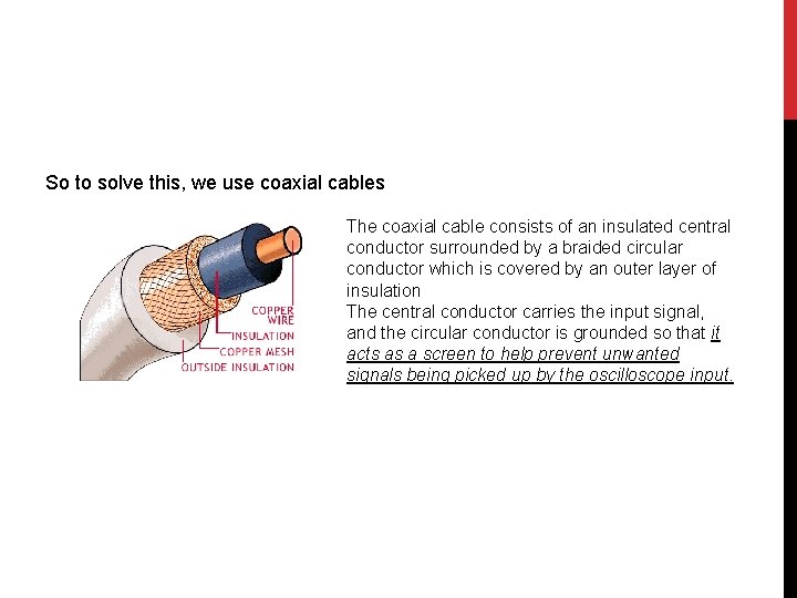So to solve this, we use coaxial cables The coaxial cable consists of an