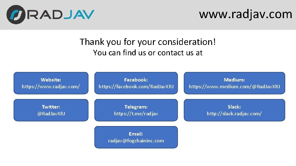 www. radjav. com Thank you for your consideration! You can find us or contact