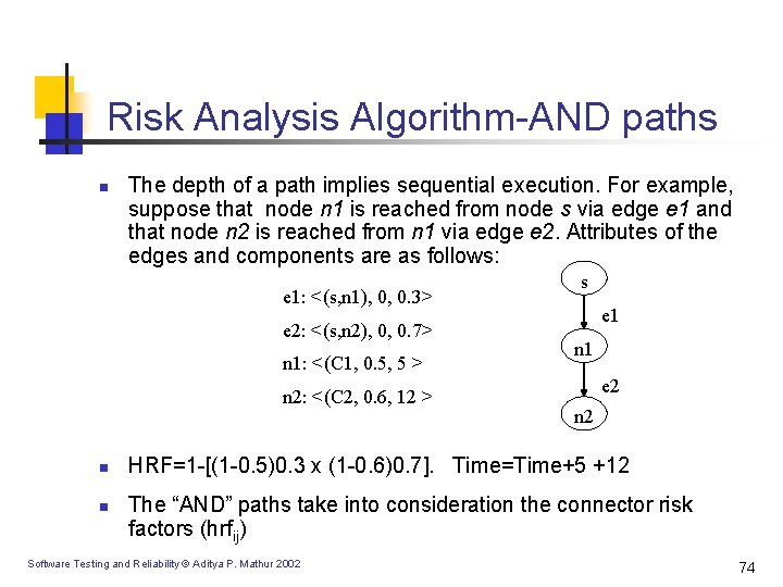 Risk Analysis Algorithm-AND paths n The depth of a path implies sequential execution. For Risk Analysis Algorithm-AND paths n The depth of a path implies sequential execution. For