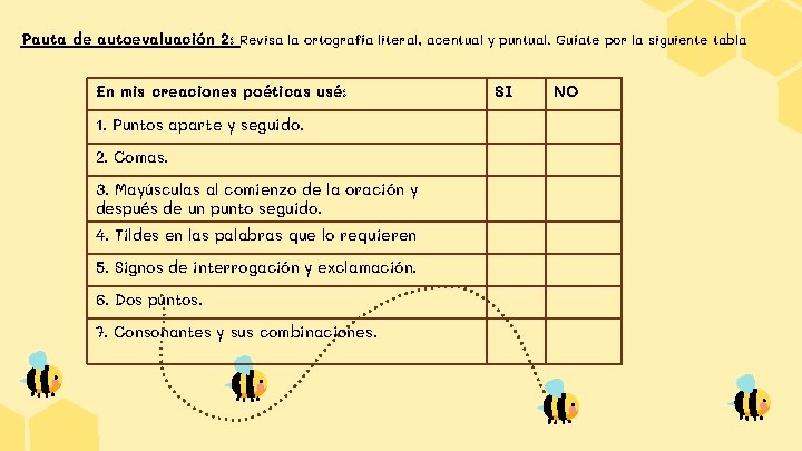 Pauta de autoevaluación 2: Revisa la ortografía literal, acentual y puntual. Guíate por la