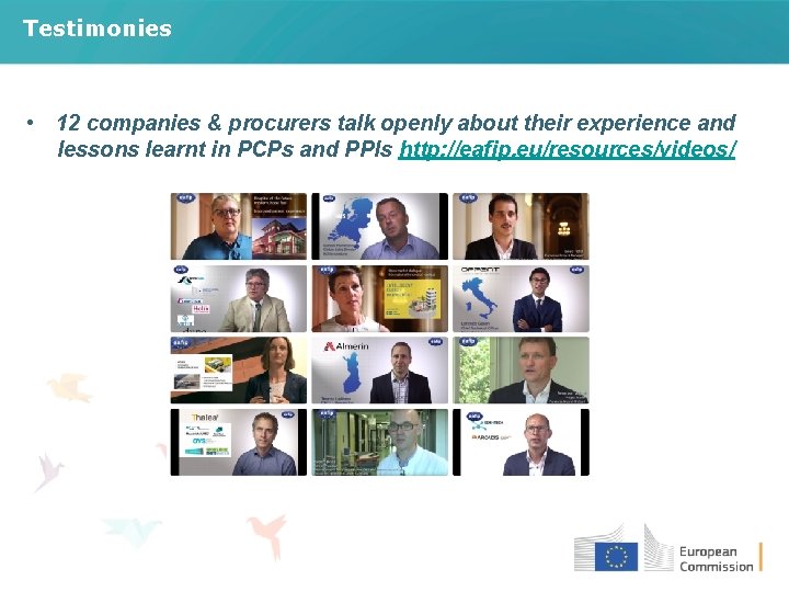 Testimonies • 12 companies & procurers talk openly about their experience and lessons learnt