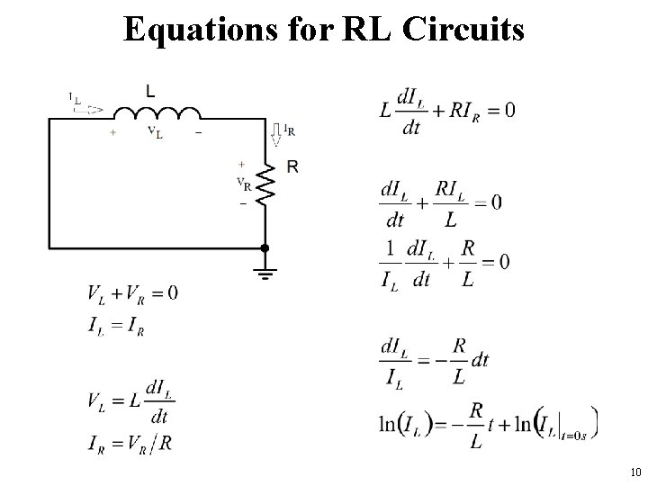 Equations for RL Circuits 10 