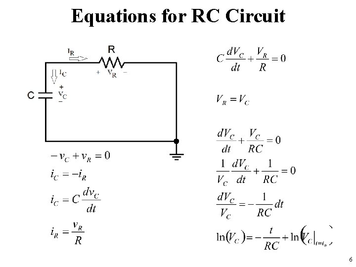 Equations for RC Circuit 6 