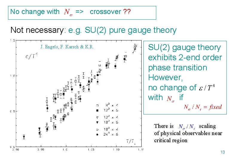 No change with => crossover ? ? Not necessary: e. g. SU(2) pure gauge