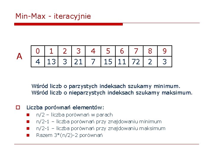 Min-Max - iteracyjnie 0 1 2 3 4 13 3 21 A 4 7