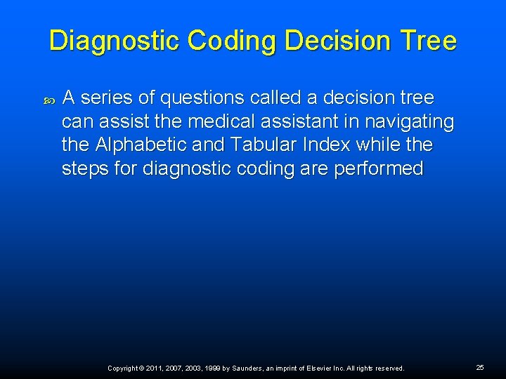 Diagnostic Coding Decision Tree A series of questions called a decision tree can assist