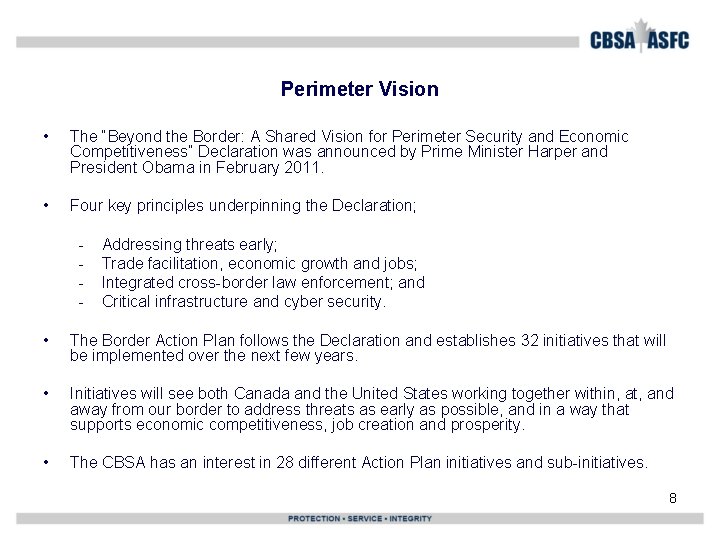Perimeter Vision • The “Beyond the Border: A Shared Vision for Perimeter Security and
