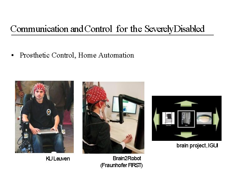 Communication and Control for the Severely Disabled • Prosthetic Control, Home Automation brain project,