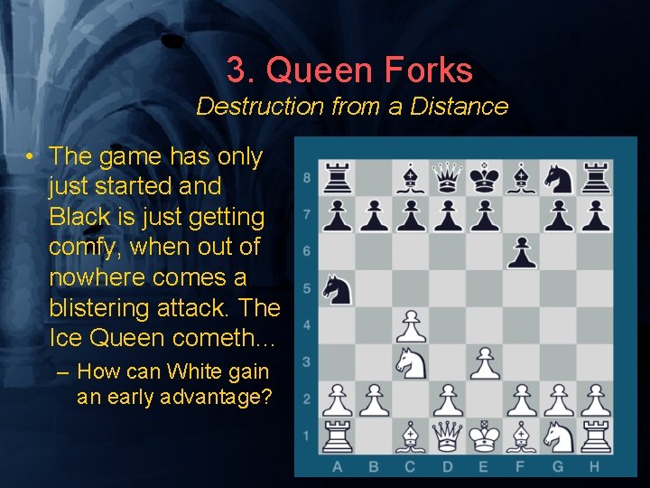 3. Queen Forks Destruction from a Distance • The game has only just started