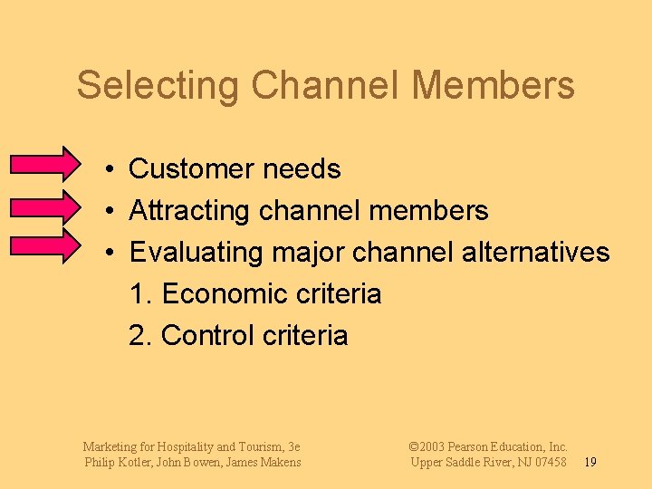 Selecting Channel Members • Customer needs • Attracting channel members • Evaluating major channel