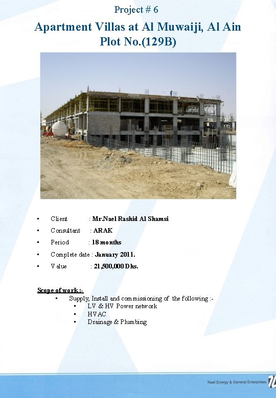 Project # 6 Apartment Villas at Al Muwaiji, Al Ain Plot No. (129 B)