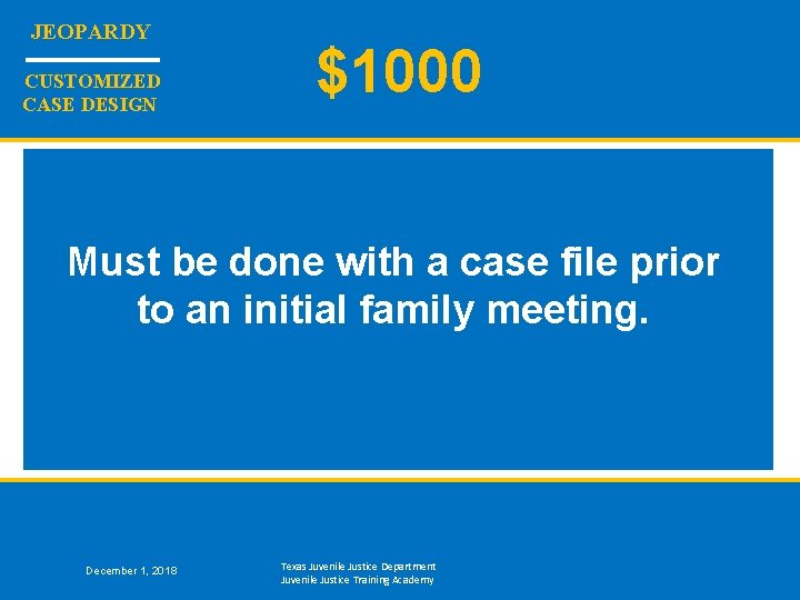 JEOPARDY CUSTOMIZED CASE DESIGN $1000 Must be done with a case file prior to