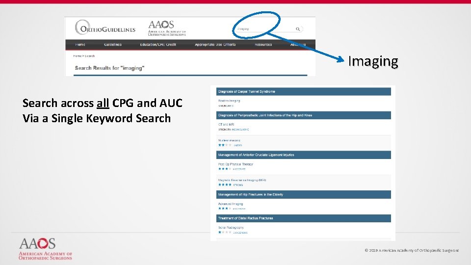 Imaging Search across all CPG and AUC Via a Single Keyword Search © 2019