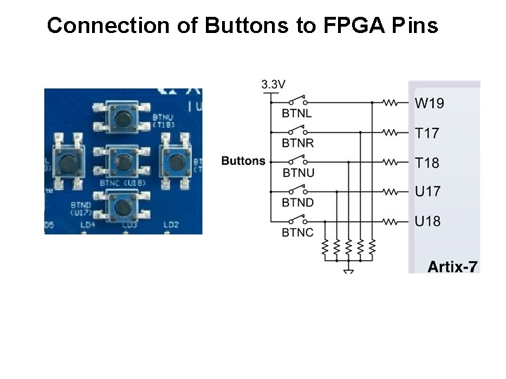 Connection of Buttons to FPGA Pins 