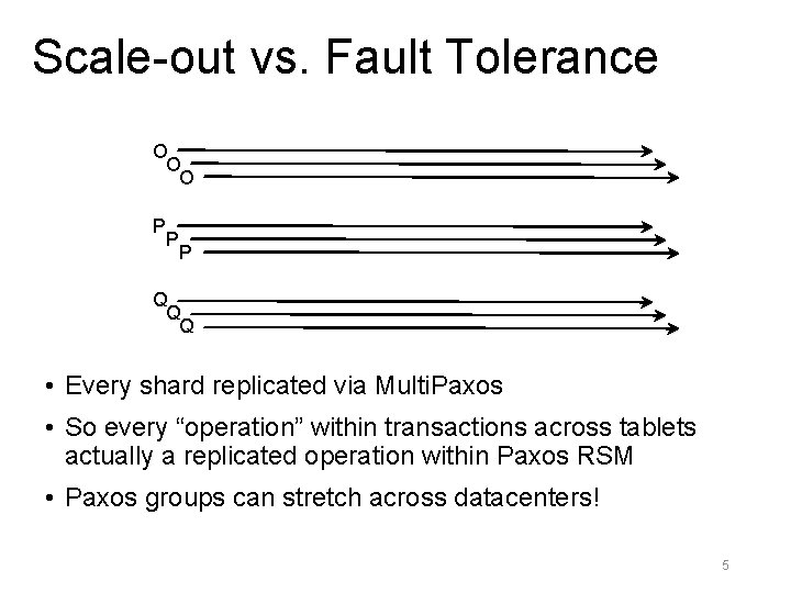 Scale-out vs. Fault Tolerance O O O P P P Q Q Q •