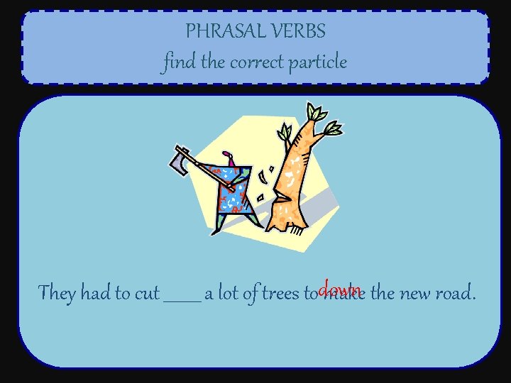PHRASAL VERBS find the correct particle They had to cut _____ a lot of