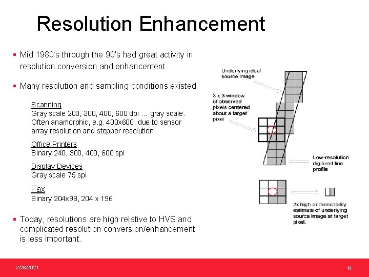 Resolution Enhancement § Mid 1980’s through the 90’s had great activity in resolution conversion