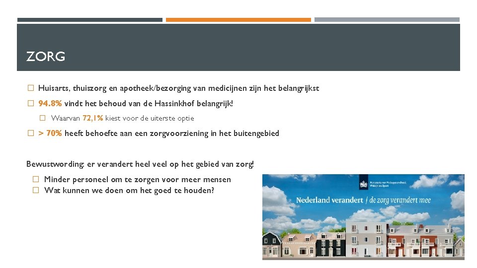 ZORG � Huisarts, thuiszorg en apotheek/bezorging van medicijnen zijn het belangrijkst � 94. 8%