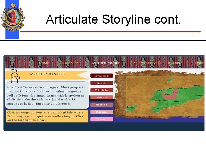 Defence Force School of Languages Articulate Storyline cont. 