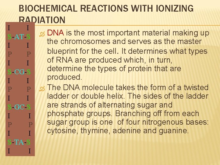 BIOCHEMICAL REACTIONS WITH IONIZING RADIATION I I S-AT-S I I P P I I