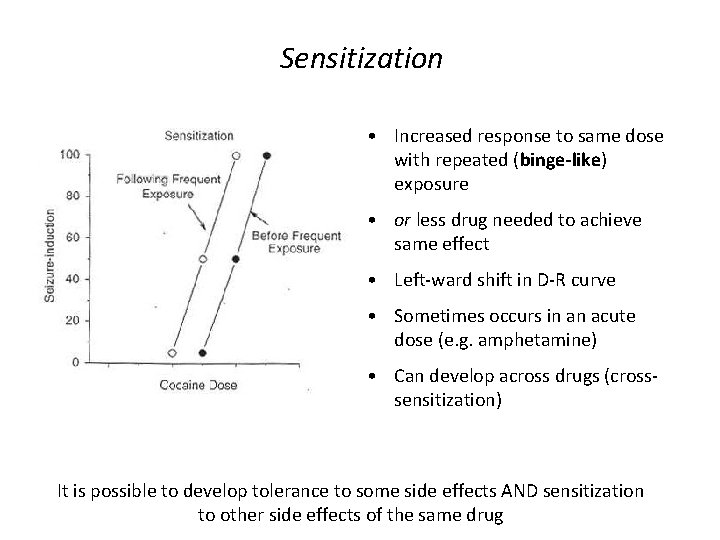 Sensitization • Increased response to same dose with repeated (binge-like) exposure • or less Sensitization • Increased response to same dose with repeated (binge-like) exposure • or less